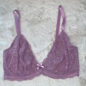 34DD Boux Ave unlined lace purple bra